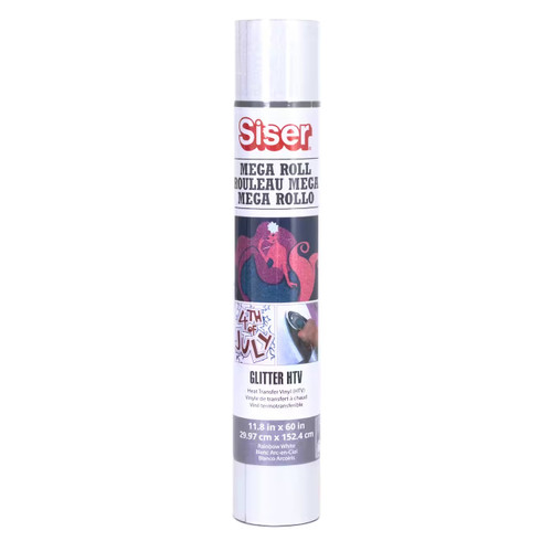 Siser Glitter Heat Transfer Vinyl 11.8"X60" Mega Roll-Rainbow White - 5A003K1Z-1HFCD - 850017402270
