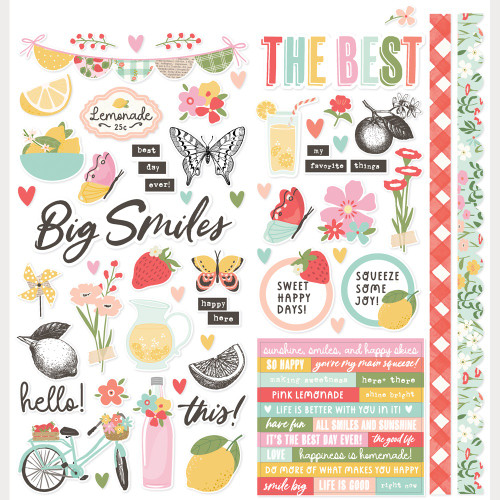 Simple Stories Icon Cardstock Stickers 12"X12"-Pink Lemondade - 5A003JQ0-1HDX0 - 810191523055
