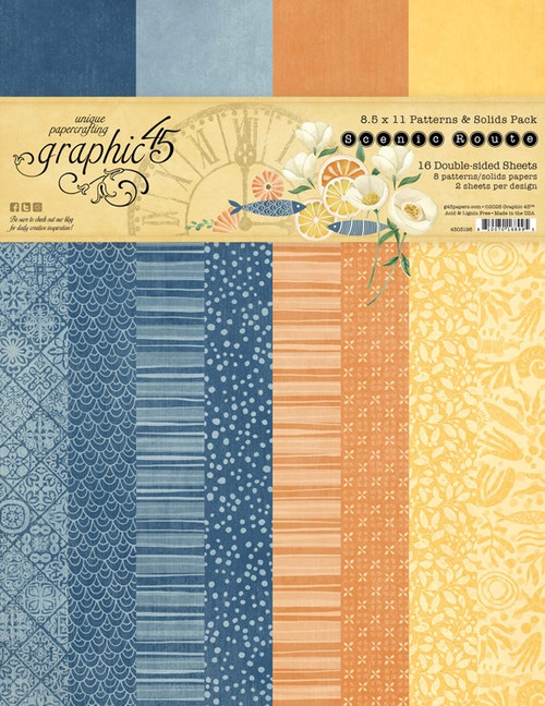 Graphic 45 Patterns & Solids Collection Pack 8.5"X11"-Scenic Route - 5A003JZJ-1HF9X - 810070168995