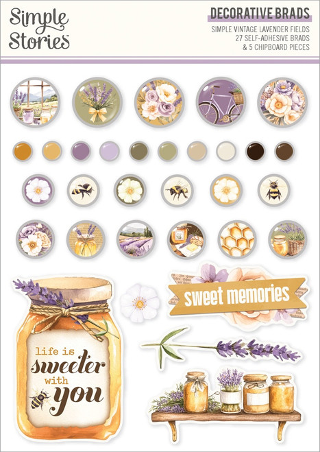 Simple Stories Adhesive Brads-Simple Vintage Lavender Fields - 5A003JQJ-1HDXL - 810191523611