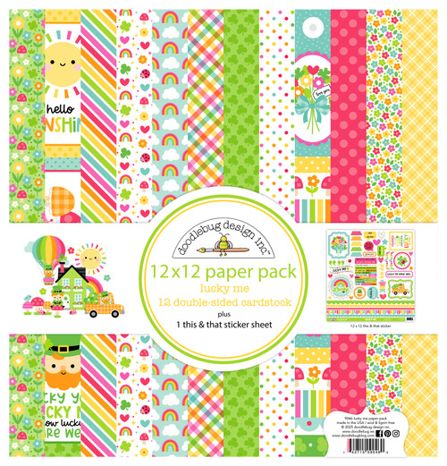 Doodlebug Double-Sided Paper Pack 12"X12" 12/Pkg-Lucky Me - 5A003K2T-1HFDJ - 842715090460