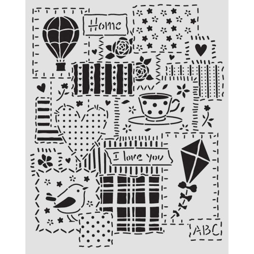 Stamperia Stencil 7.87"X9.84"-Family Patchwork - 5A003H55-1HC86
