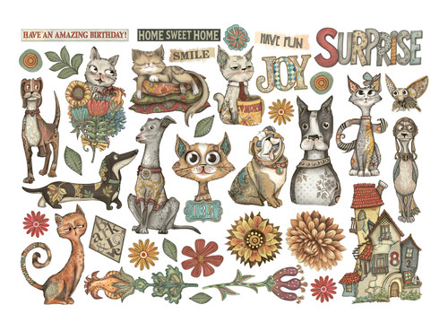 Stamperia Junk Journal, Ephemera And Die Cuts-Furry Friends - 5A003H53-1HC91
