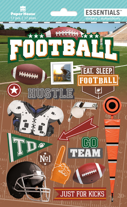 Paper House 3D Stickers 4.5"X7.5"-Football - STDM2038 - 767636829763