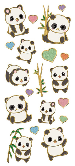 Paper House Sticky Pix Faux Enamel Stickers 8"X3"-Pandas, 19/Pkg - STFE-0016 - 767636821101
