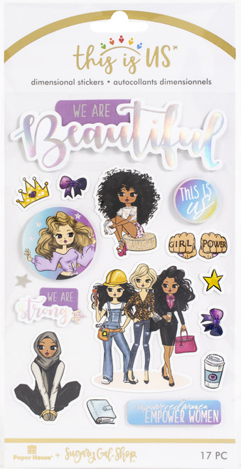 This Is Us Embellished Dimensional Stickers 17/Pkg-We Are Beautiful - STDM5506 - 767636837027