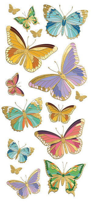 Paper House Sticky Pix Faux Enamel Stickers 8"X3"-Butterflies, 16/Pkg - STFE-0009 - 767636821033