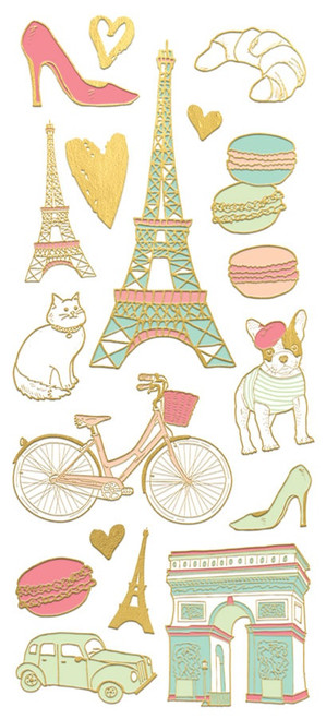 Paper House Sticky Pix Faux Enamel Stickers 8"X3"-Paris, 18/Pkg - STFE-0011 - 767636821057
