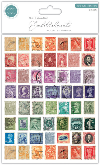 Craft Consortium The Collector Rub-On Transfers 2/Pkg-Used Stamps - 5A003JYF-1HF7L - 5060921933424