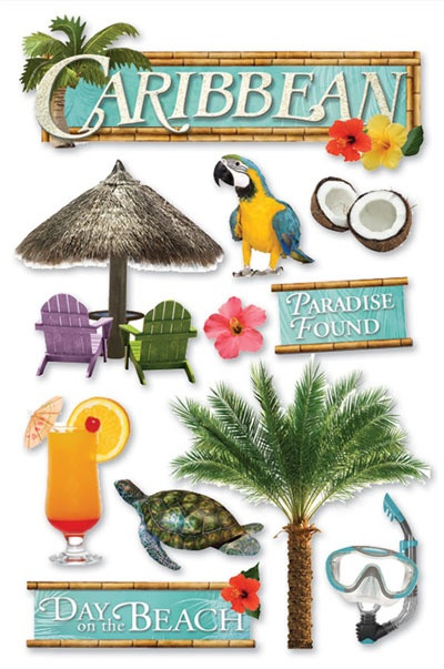 Paper House 3D Stickers 4.5"X7.5"-Caribbean - STDM44E - 767636375420