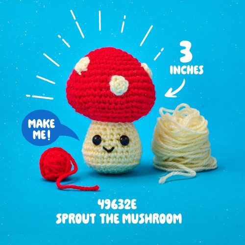 Bucilla Amigurumi Kit - Sprout The Mushroom-2.5"X3.75"X2.5" - 5A003GJ3-1HBLC