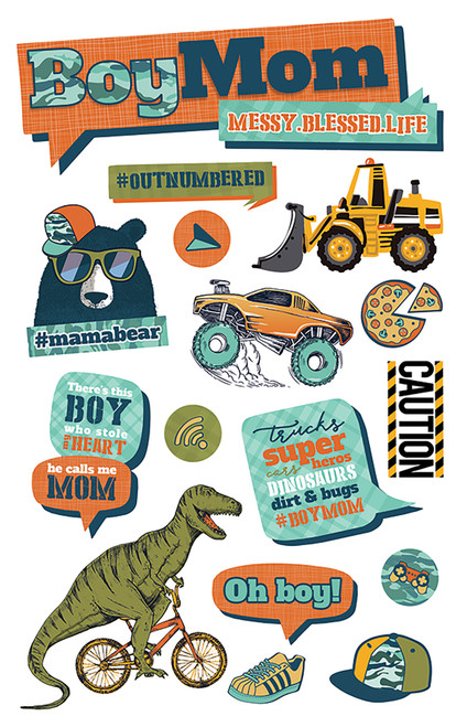 Paper House 3D Stickers 4.5"X7.5"-Boy Mom - STDM295E