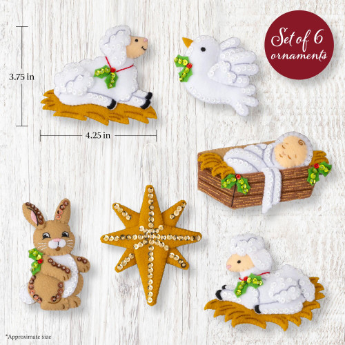 Bucilla Felt Ornaments Applique Kits Set Of 6-Little Blessed Nativity - 5A003MMM-1HJ3X