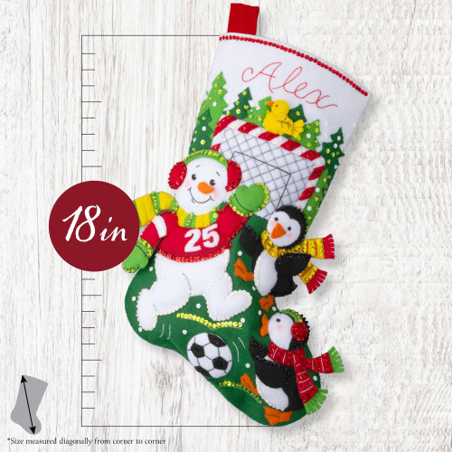 Bucilla Felt Stocking Applique Kits 18" Long-Soccer Snow Day - 5A003MMP-1HJ41