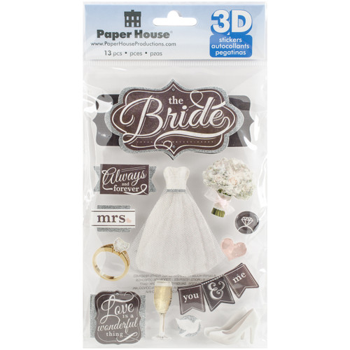 Paper House 3D Stickers 4.5"X7.5"-The Bride - STDM254E - 767636377493