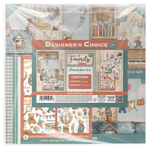 Stamperia Pad And Rub-On Kit-Family - 5A003H61-1HC7D - 5993110050742