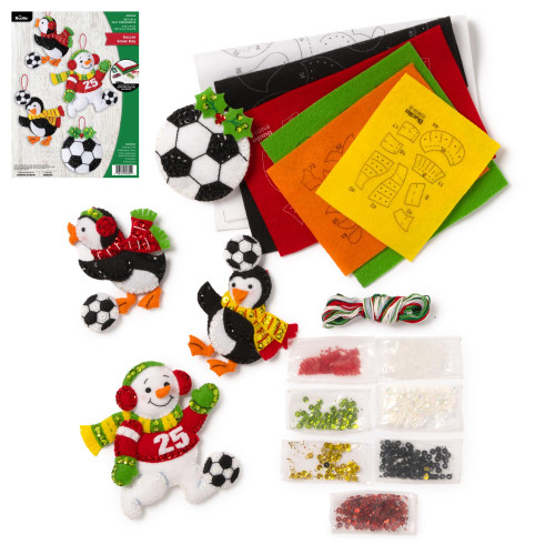 Bucilla Felt Ornaments Applique Kits Set Of 4-Soccer Snow Day - 5A003MMH-1HJ3Z