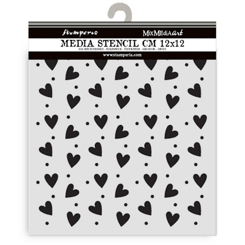 Stamperia Stencil 4.72"X 4.72"-Family Heart Texture - 5A003H5X-1HC7G - 5993110049517