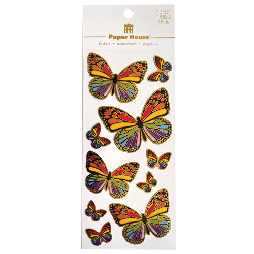 Paper House Foil Stickers-Rainbow Butterflies - TFE0062E - 767636848986