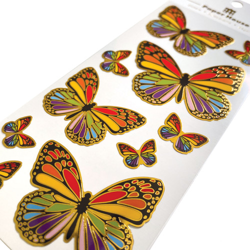 Paper House Foil Stickers-Rainbow Butterflies - TFE0062E