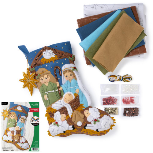 Bucilla Felt Stocking Applique Kits 18" Long-Little Blessed Nativity - 5A003MMJ-1HJ40