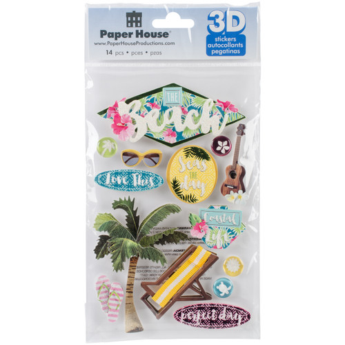 Paper House 3D Stickers 4.5"X7.5"-At The Beach - STDM272E - 767636816374