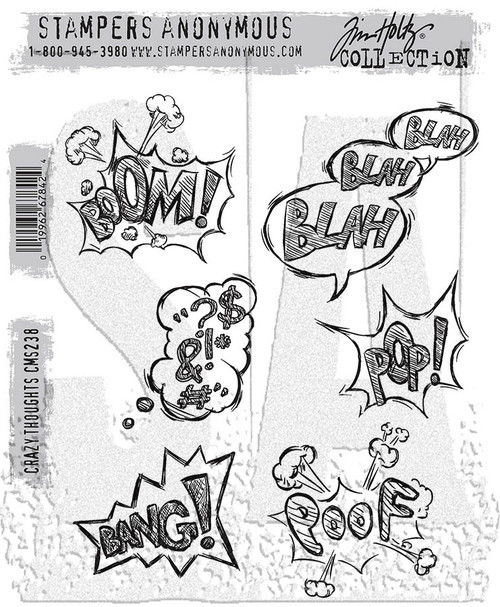 Tim Holtz Cling Stamps 7"X8.5"-Crazy Thoughts - CMS238 - 019962678424