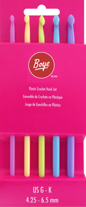 Boye Crochet Hook Set Plastic 5/Pkg-Size G,H,I,J,K - 5A003MLL-1HJ33 - 070659784002