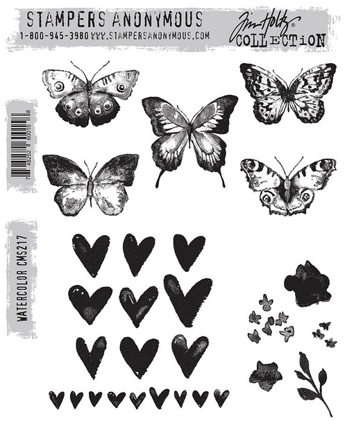 Tim Holtz Cling Stamps 7"X8.5"-Watercolor - CMS-217 - 748252600158