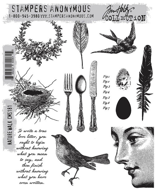 Tim Holtz Cling Stamps 7"X8.5"-Nature Walk - CMS-LG-181 - 748252600615