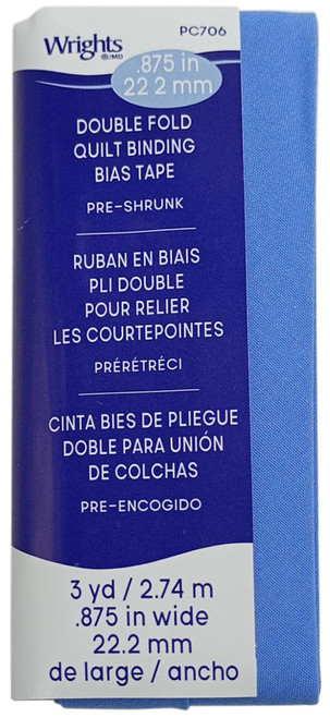 Wrights Double Fold Quilt Binding .875"X3yd-Lapis - 117-706-1HCSH - 070659999703