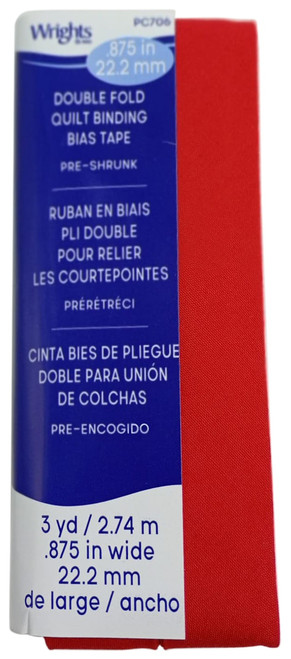 Wrights Double Fold Quilt Binding .875"X3yd-Poppy - 117-706-1HCSL - 192887928857