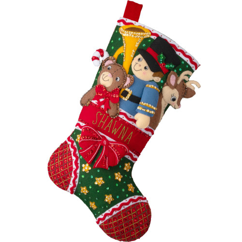 Bucilla Felt Stocking Applique Kits 18" Long-Holiday Toy Treasures - 5A003MMK-1HJ42
