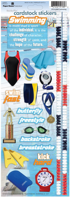 Paper House Cardstock Stickers 4.625"X13"-Swimming - STCX0089 - 767636591806