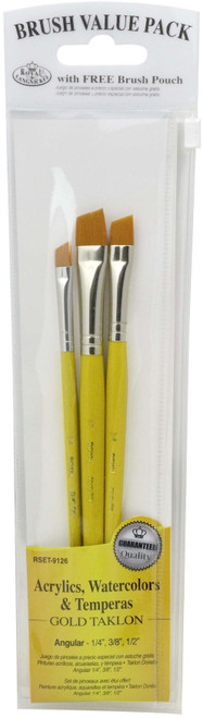 3 Pack - Value Pack Brush Sets-Gold Taklon Angular 3/Pkg - SET-9126 - 090672225764