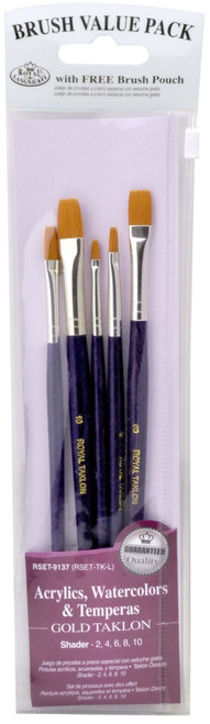 3 Pack - Royal & Langnickel(R) Gold Taklon Value Pack Brush Set-Gold Taklon Shader 5/Pkg - RSET91-37 - 090672225559