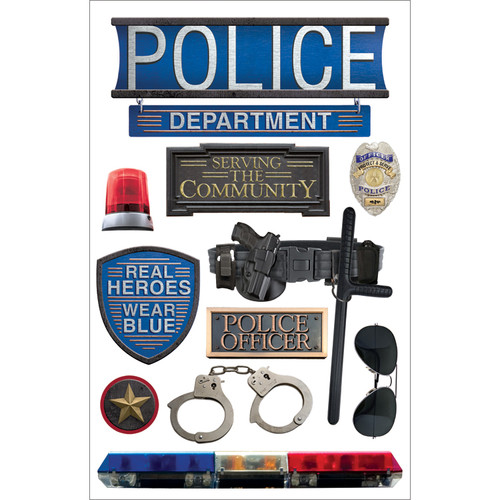 Paper House 3D Stickers 4.5"X7.5"-Police - STDM168E