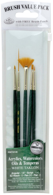 3 Pack - Royal & Langnickel(R) Gold Taklon Value Pack Brush Set-Gold Taklon 5/Pkg - B91-46 - 090672225856