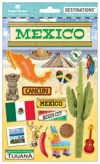 Paper House 2-D Stickers 4.5"X7.5"-Travel Mexico - STDM2-16E - 767636819955