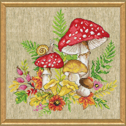 Design Works Counted Cross Stitch Kit 10"x10"-Mushrooms (14 Count) - 5A003N3H-1HJK0 - 021465034768