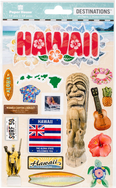 Paper House 2-D Stickers 4.5"X7.5"-Travel Hawaii - STDM2-10E - 767636819894