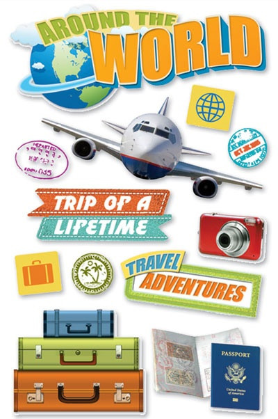 Paper House 3D Stickers 4.5"X7.5"-World Travel - STDM40E - 767636375383