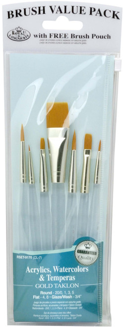 3 Pack - Value Pack Brush Sets-Gold Taklon 7/Pkg - RSET9-170 - 090672226167