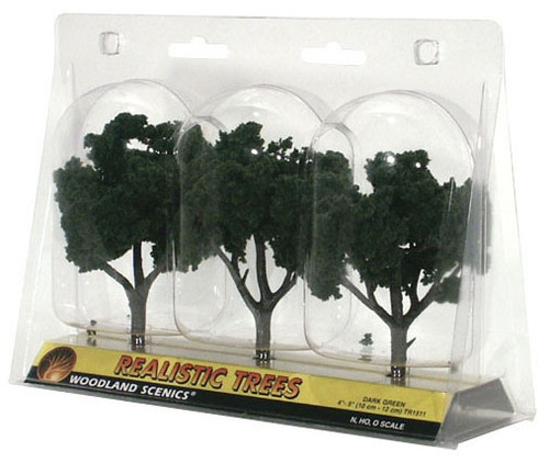 Woodland Scenics 4"-5" Trees 3/Pkg-Dark Green - 5A003JC3-1HDMJ - 724771015116