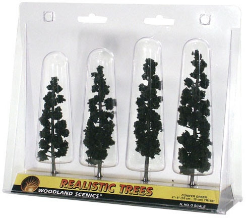 Woodland Scenics 4"-6" Pine Trees 4/Pkg-Conifer Green - 5A003JBH-1HDMK - 724771015611