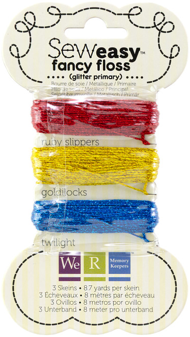 3 Pack - We R Sew Easy Glitter Floss 8.7yd 3/Pkg-Primary - SEFFG-71150 - 633356711506