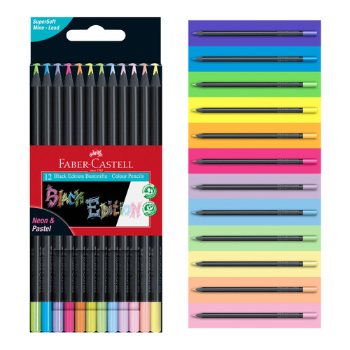 Faber-Castell Black Edition Color Pencils-Neon + Pasel - 5A003JDC-1GKZ6