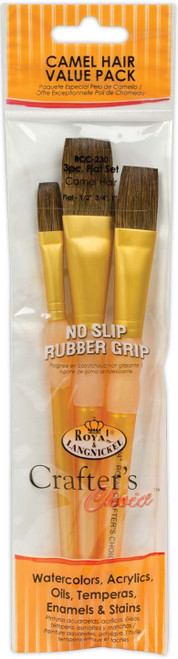 Crafter's Choice Synthetic Camel Hair Brush Set 3/Pkg-Flat - 5A003J5D-1HDCX - 090672304247