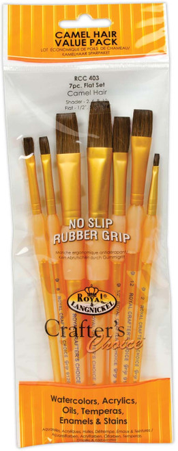 Crafter's Choice Synthetic Camel Hair Brush Set 7/Pkg-Flat - 5A003J56-1HDCY - 090672061515