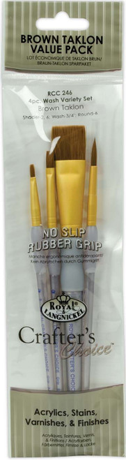 Crafter's Choice Brown Taklon Brush Set 4/Pkg-Wash - 5A003J5F-1HDD1 - 090672061461